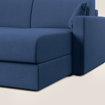 Chris Divano letto angolare con penisola in microfibra smacchiabile T11 blu