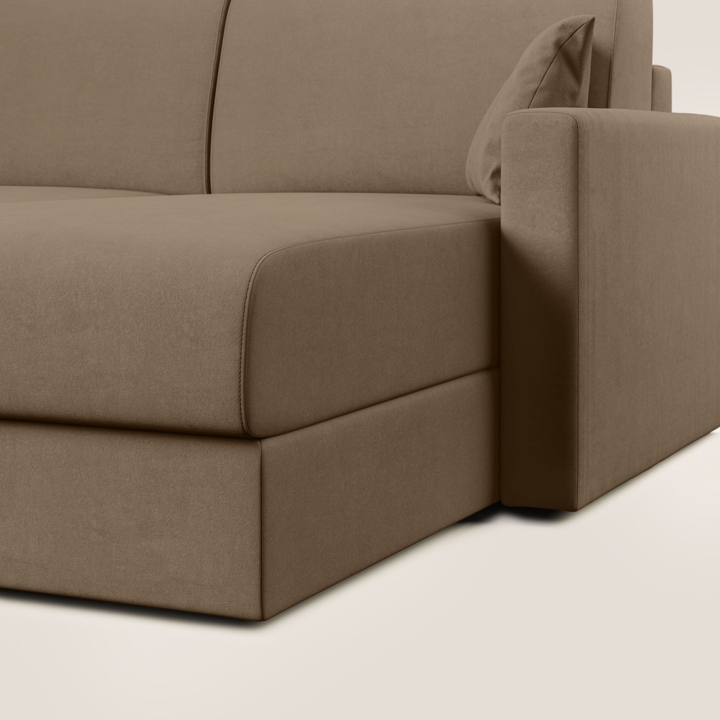 Chris Divano letto angolare con penisola in microfibra smaltabile T11 marrone