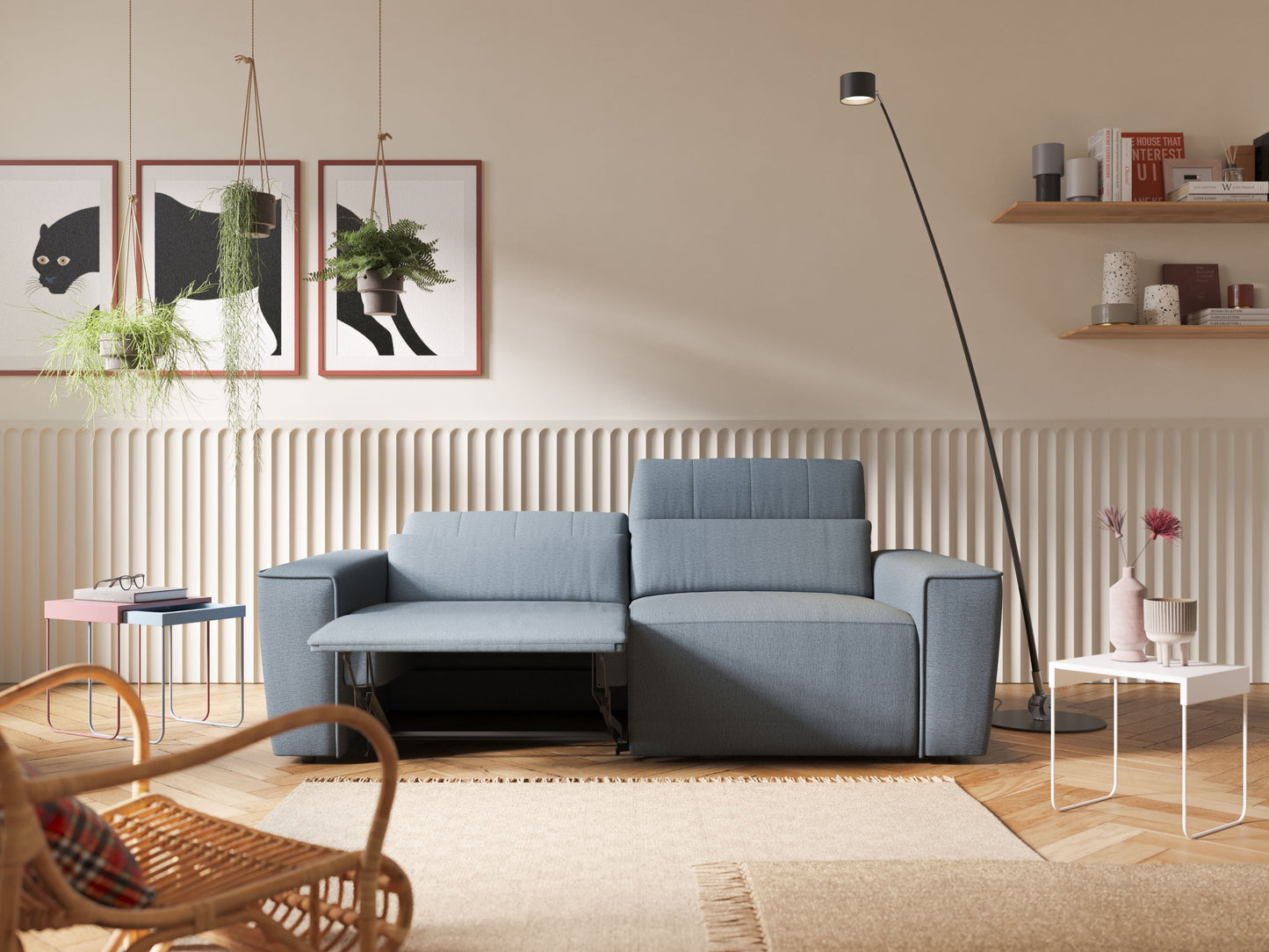 Clark Divano modulare con opzione relax elettrico in tessuto smaltabile impermeabile T17 rosa