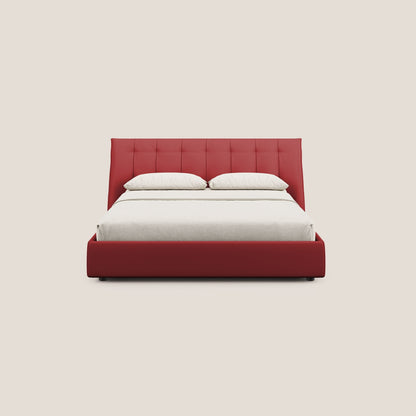 Clizia letto imbottito di design con vano contenitore in ecopelle impermeabile T04 rosso 