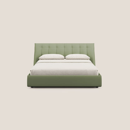 Clizia letto imbottito di design con vano contenitore in ecopelle impermeabile T04 verde 