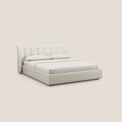 Clizia letto imbottito di design con vano contenitore in ecopelle impermeabile T04 bianco 