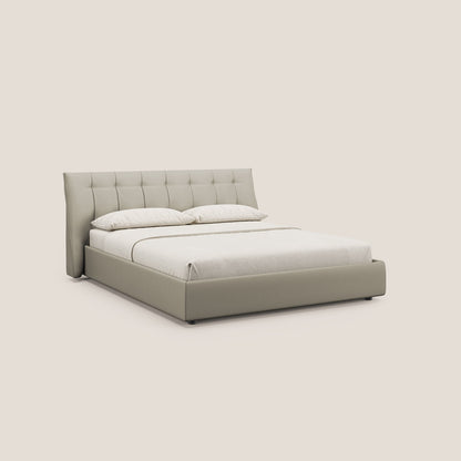 Clizia letto imbottito di design con vano contenitore in ecopelle impermeabile T04 tortora 
