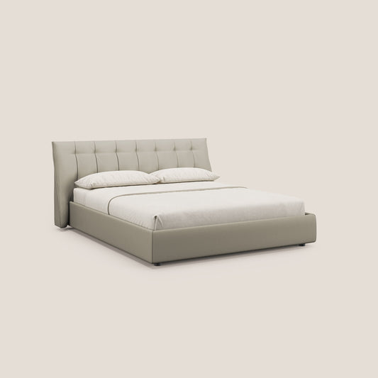 Clizia letto imbottito di design con vano contenitore in ecopelle impermeabile T04 tortora 