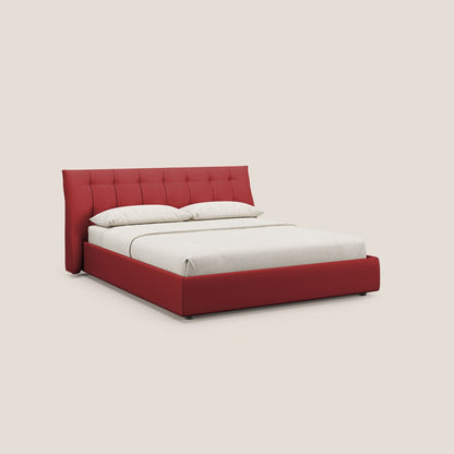 Clizia letto imbottito di design con vano contenitore in ecopelle impermeabile T04 rosso 