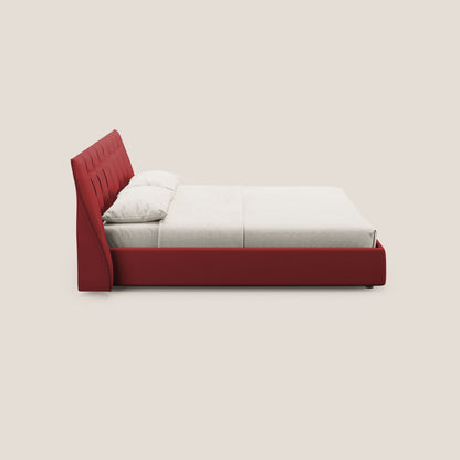 Clizia letto imbottito di design con vano contenitore in ecopelle impermeabile T04 rosso 