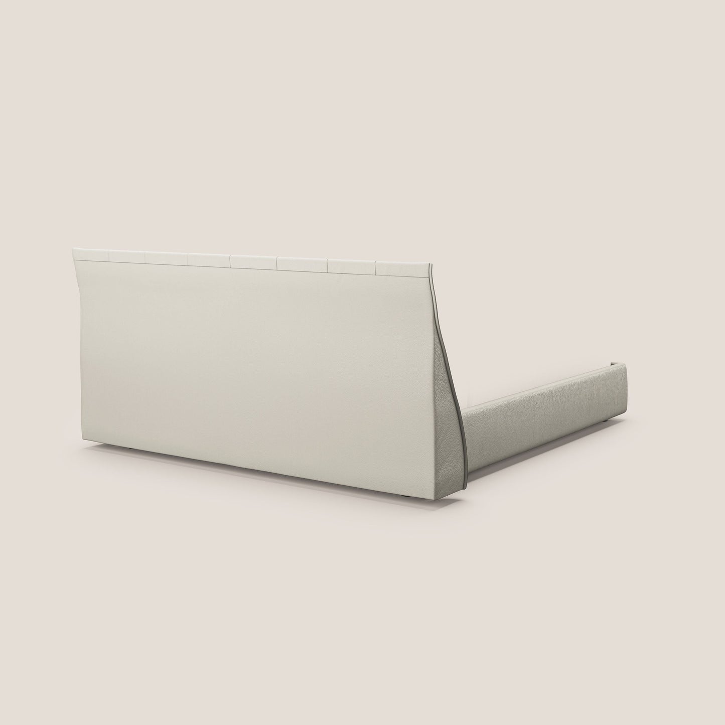 Clizia letto imbottito di design con vano contenitore in ecopelle impermeabile T04 bianco 