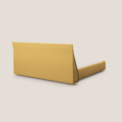 Clizia letto imbottito di design con vano contenitore in ecopelle impermeabile T04 giallo 