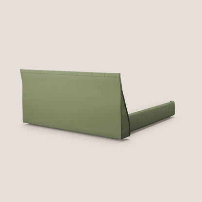 Clizia letto imbottito di design con vano contenitore in ecopelle impermeabile T04 verde 