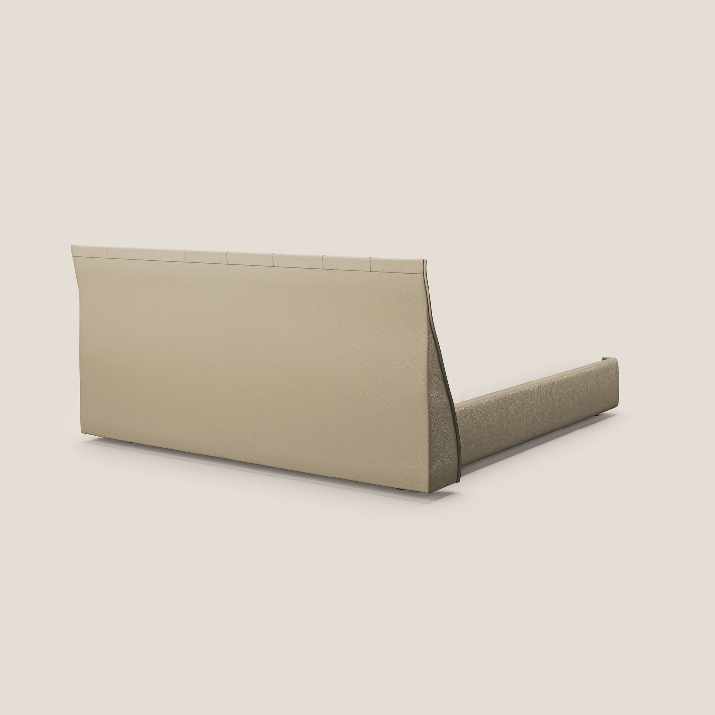 Clizia letto imbottito di design con vano contenitore in ecopelle impermeabile T04 panna 
