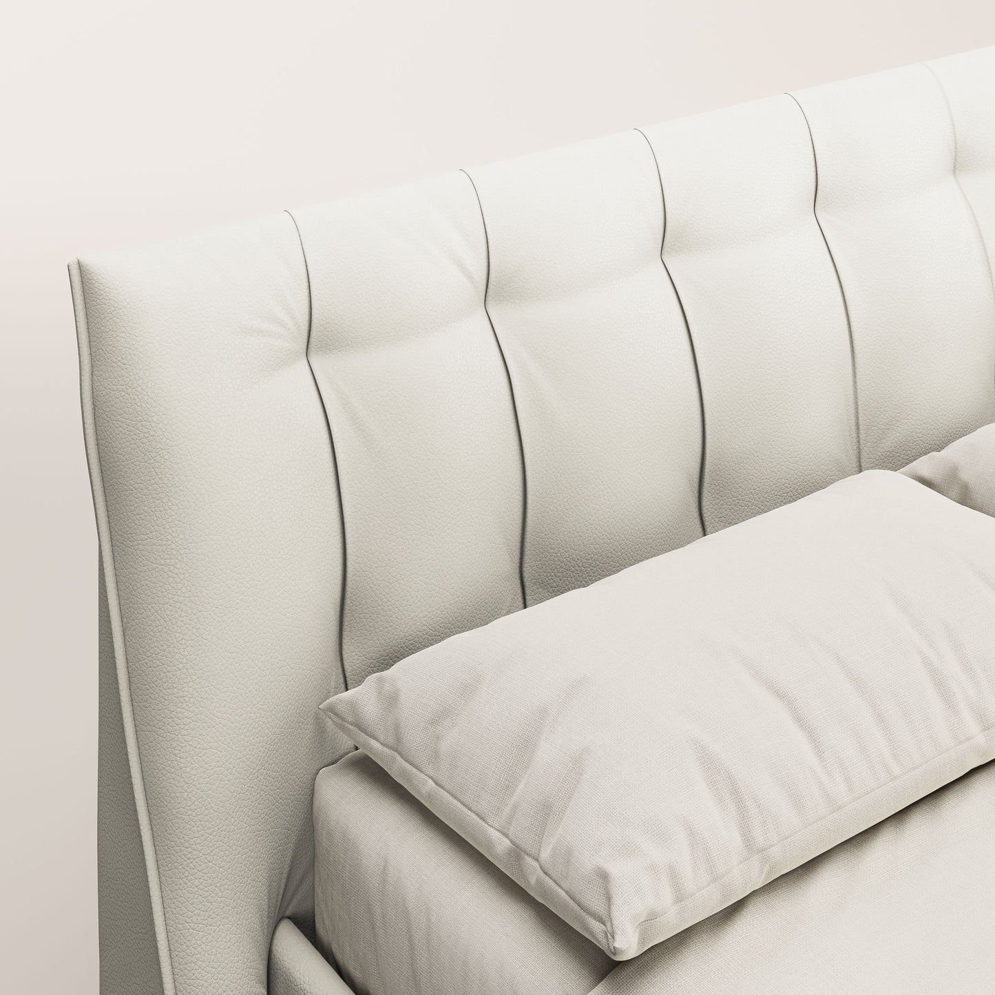 Clizia letto imbottito di design con vano contenitore in ecopelle impermeabile T04 bianco 