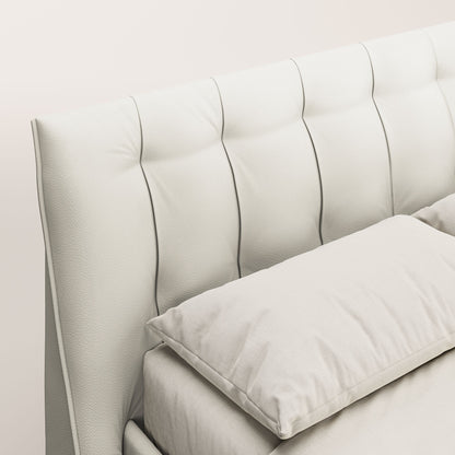 Clizia letto imbottito di design con vano contenitore in ecopelle impermeabile T04 bianco 