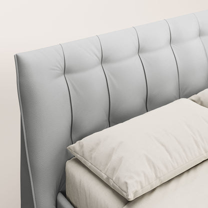 Clizia letto imbottito di design con vano contenitore in ecopelle impermeabile T04 grigio chiaro 