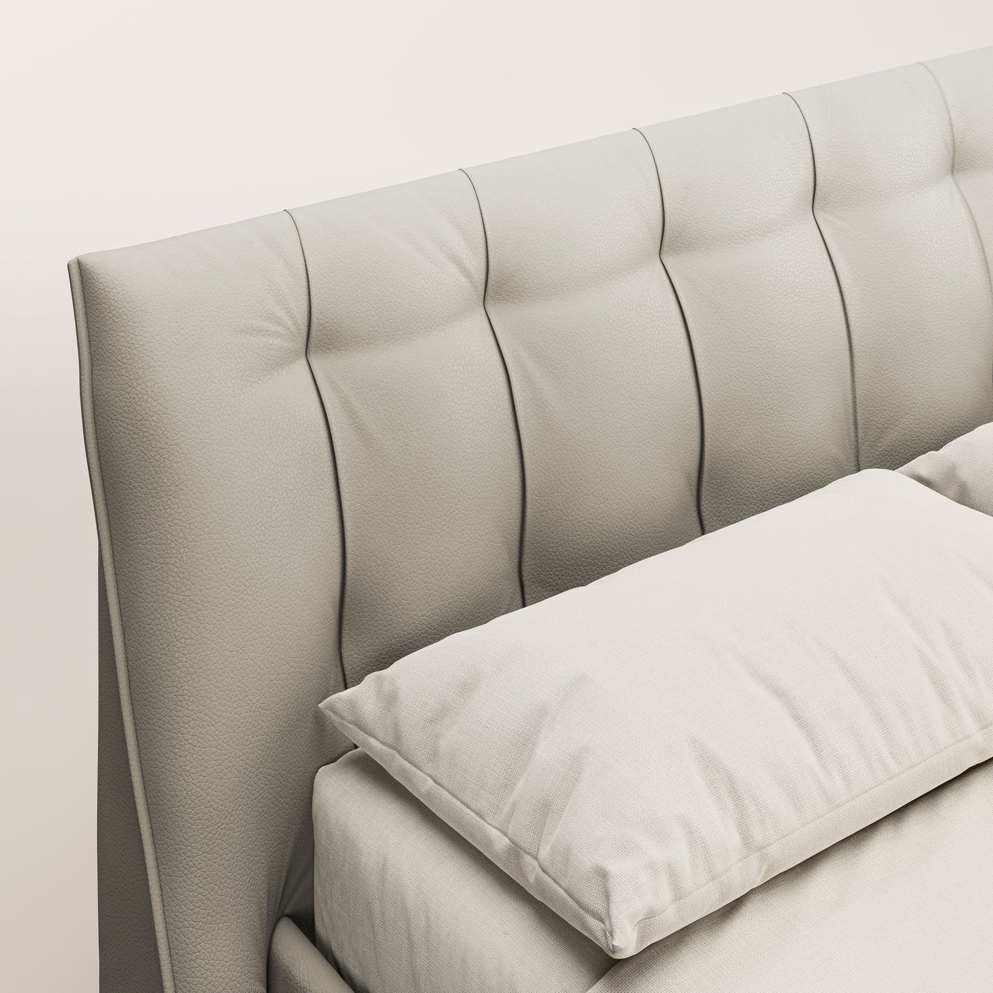 Clizia letto imbottito di design con vano contenitore in ecopelle impermeabile T04 tortora 