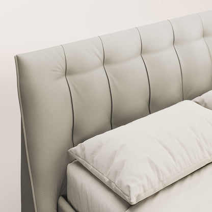 Clizia letto imbottito di design con vano contenitore in ecopelle impermeabile T04 tortora 