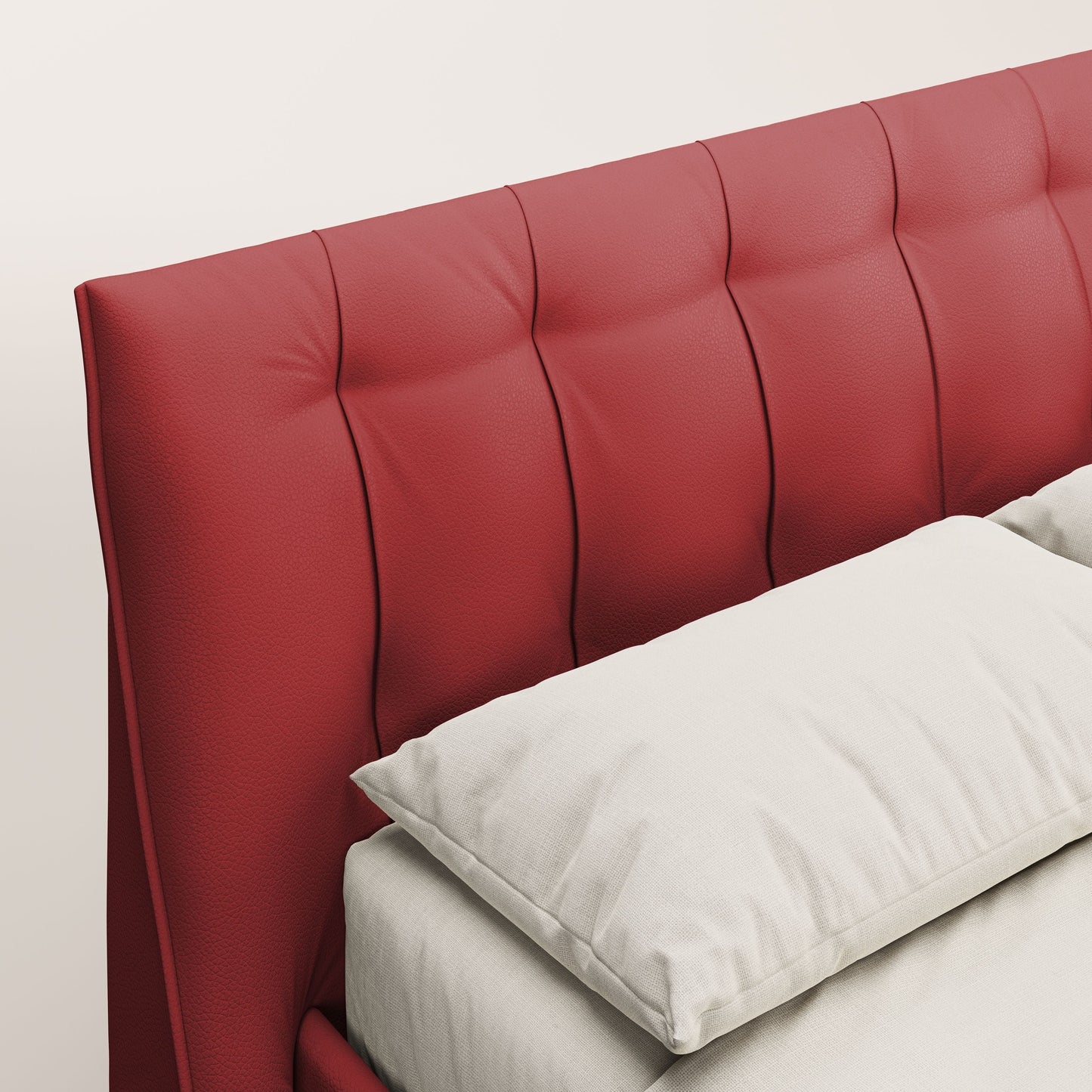 Clizia letto imbottito di design con vano contenitore in ecopelle impermeabile T04 rosso 