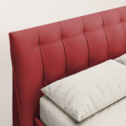 Clizia letto imbottito di design con vano contenitore in ecopelle impermeabile T04 rosso 