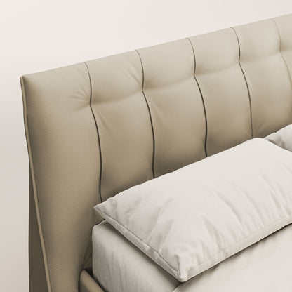 Clizia letto imbottito di design con vano contenitore in ecopelle impermeabile T04 beige 