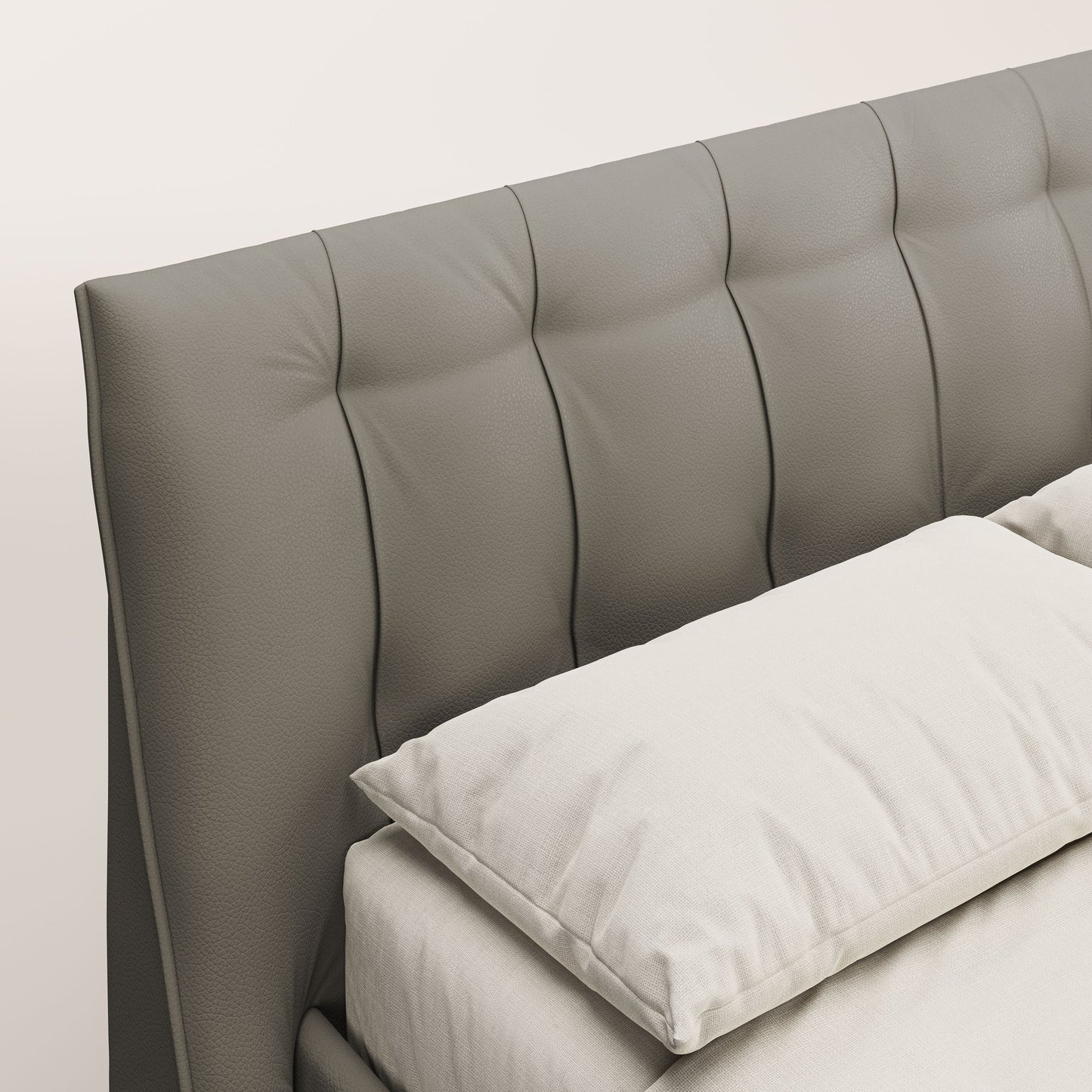 Clizia letto imbottito di design con vano contenitore in ecopelle impermeabile T04 talpa 