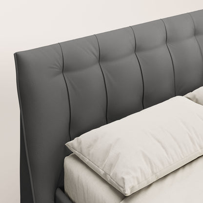 Clizia letto imbottito di design con vano contenitore in ecopelle impermeabile T04 antracite 