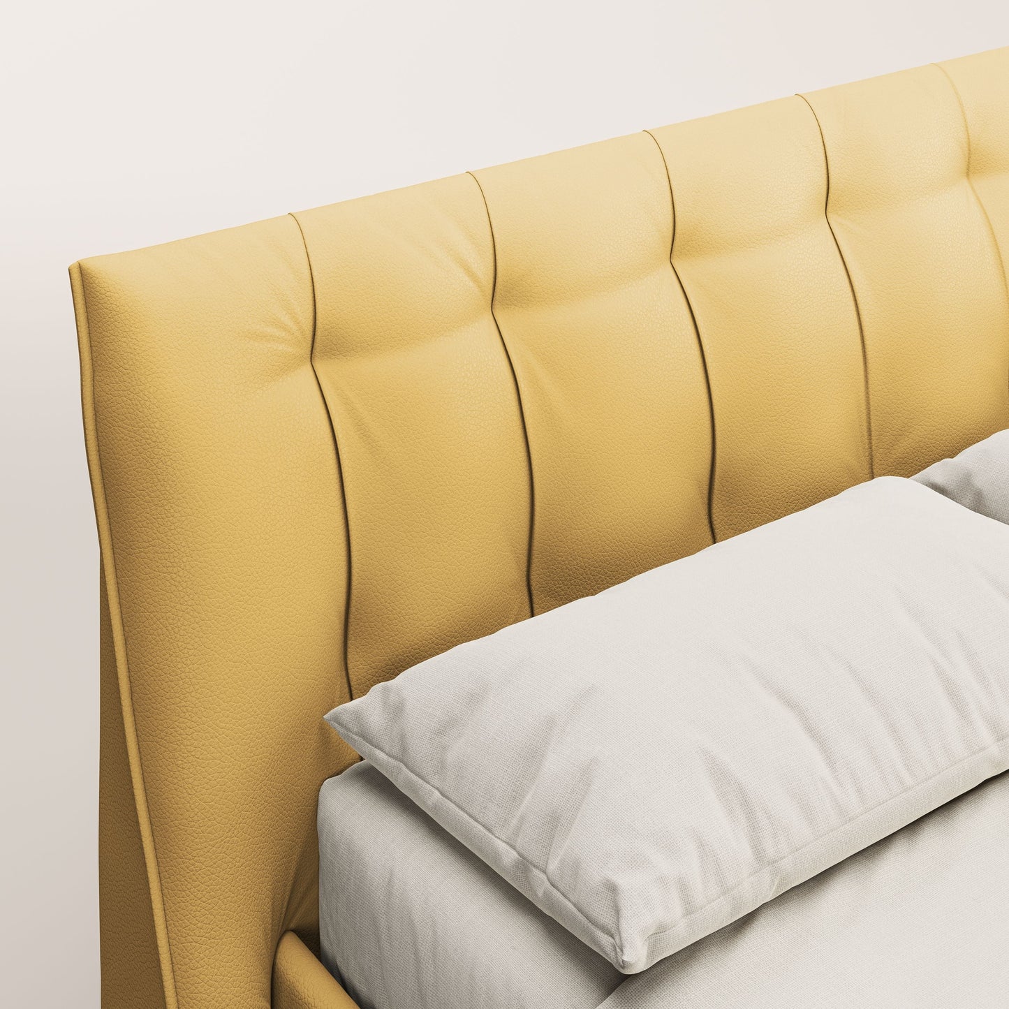 Clizia letto imbottito di design con vano contenitore in ecopelle impermeabile T04 giallo 