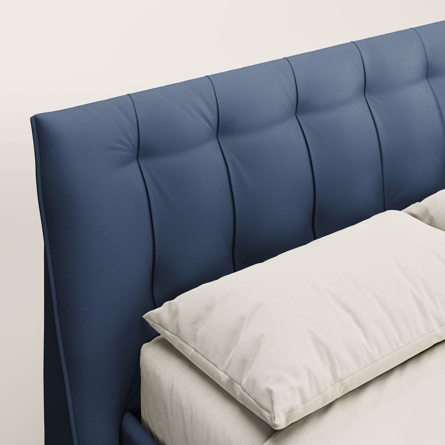 Clizia letto imbottito di design con vano contenitore in ecopelle impermeabile T04 blu 