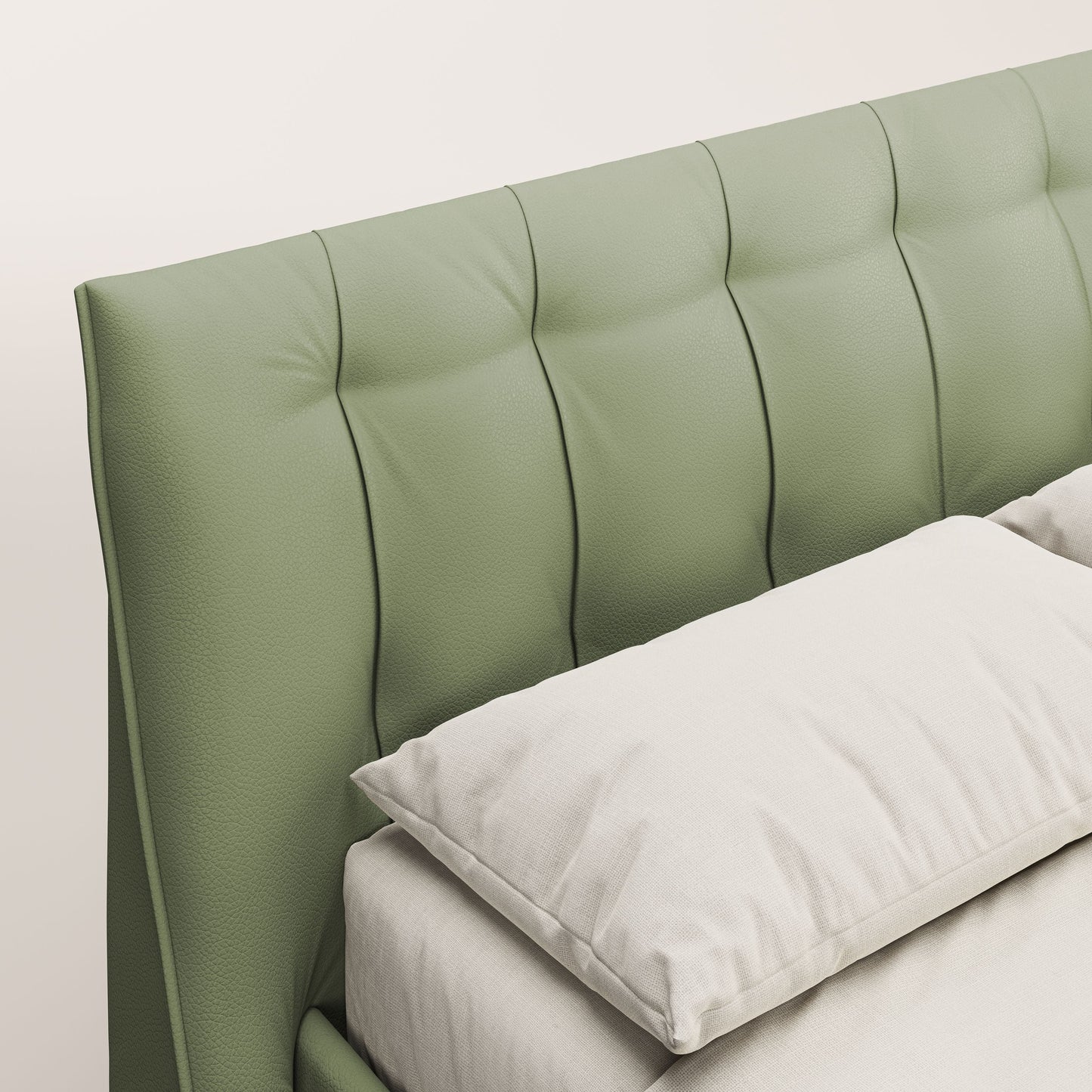 Clizia letto imbottito di design con vano contenitore in ecopelle impermeabile T04 verde 