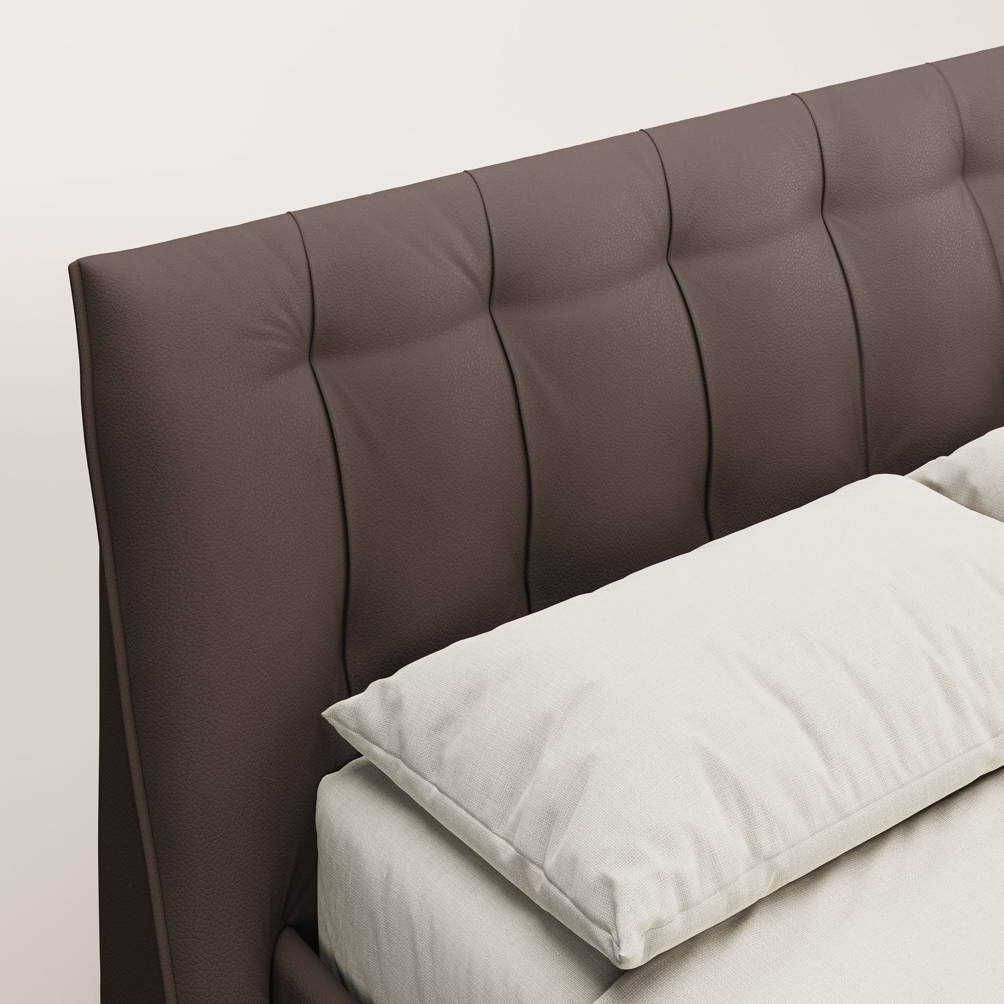 Clizia letto imbottito di design con vano contenitore in ecopelle impermeabile T04 marrone 