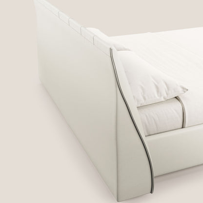 Clizia letto imbottito di design con vano contenitore in ecopelle impermeabile T04 bianco 