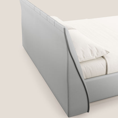 Clizia letto imbottito di design con vano contenitore in ecopelle impermeabile T04 grigio chiaro 