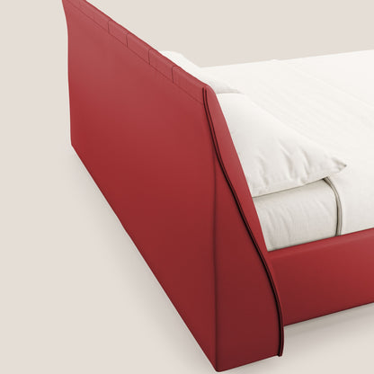 Clizia letto imbottito di design con vano contenitore in ecopelle impermeabile T04 rosso 
