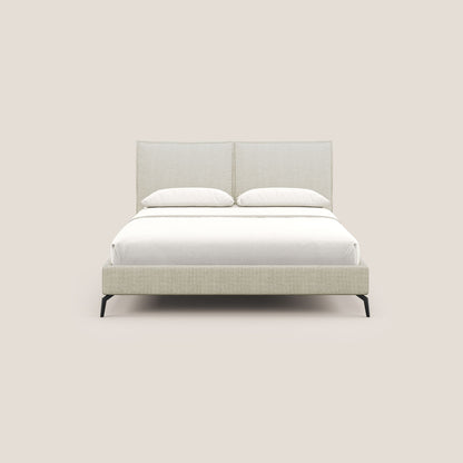 Cloe letto imbottito con piedi in metallo sfoderabile in tessuto fiammato impermeabile T06 panna 