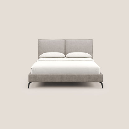 Cloe letto imbottito con piedi in metallo sfoderabile in tessuto fiammato impermeabile T06 tortora 