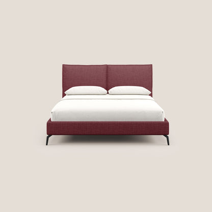 Cloe letto imbottito con piedi in metallo sfoderabile in tessuto fiammato impermeabile T06 rosso 