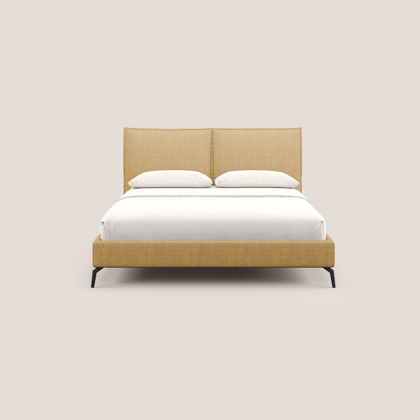 Cloe letto imbottito con piedi in metallo sfoderabile in tessuto fiammato impermeabile T06 giallo 