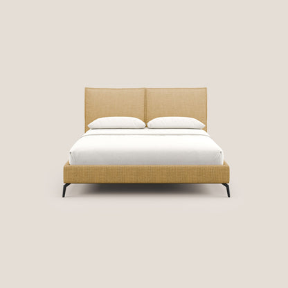 Cloe letto imbottito con piedi in metallo sfoderabile in tessuto fiammato impermeabile T06 giallo 