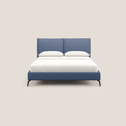 Cloe letto imbottito con piedi in metallo sfoderabile in tessuto fiammato impermeabile T06 blu 