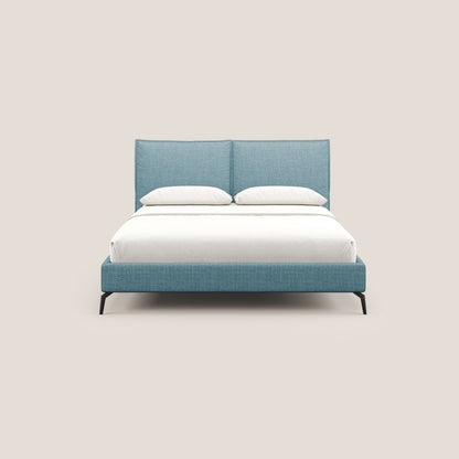 Cloe letto imbottito con piedi in metallo sfoderabile in tessuto fiammato impermeabile T06 azzurro 