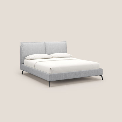 Cloe letto imbottito con piedi in metallo sfoderabile in tessuto fiammato impermeabile T06 grigio 