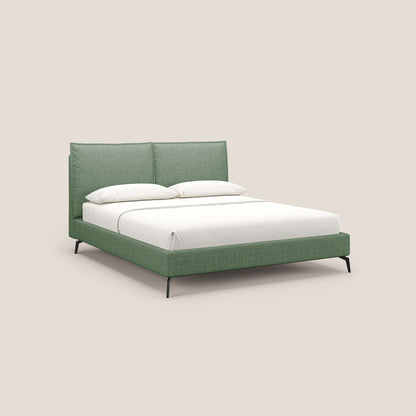 Cloe letto imbottito con piedi in metallo sfoderabile in tessuto fiammato impermeabile T06 verde 