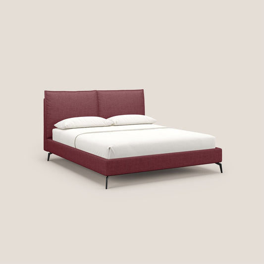 Cloe letto imbottito con piedi in metallo sfoderabile in tessuto fiammato impermeabile T06 rosso 