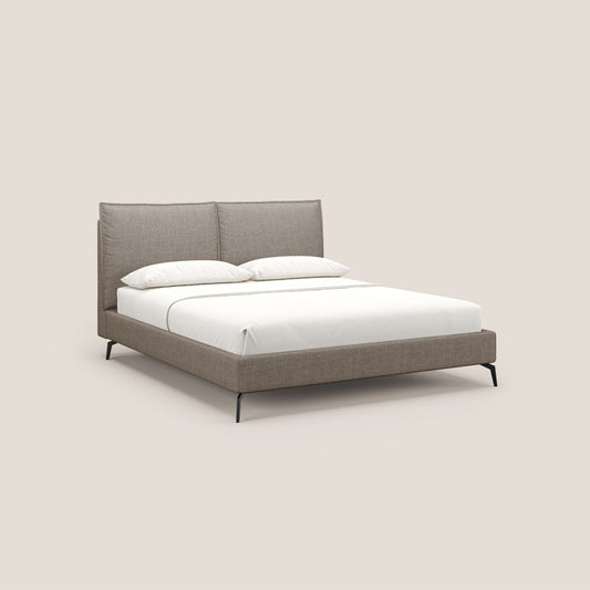 Cloe letto imbottito con piedi in metallo sfoderabile in tessuto fiammato impermeabile T06 marrone 