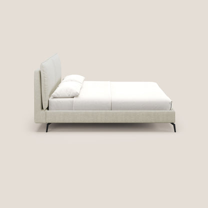 Cloe letto imbottito con piedi in metallo sfoderabile in tessuto fiammato impermeabile T06 panna 