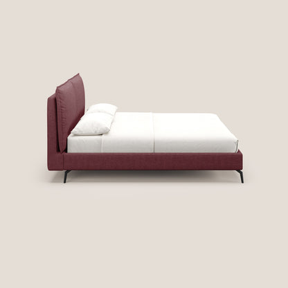 Cloe letto imbottito con piedi in metallo sfoderabile in tessuto fiammato impermeabile T06 rosso 