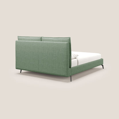 Cloe letto imbottito con piedi in metallo sfoderabile in tessuto fiammato impermeabile T06 verde 