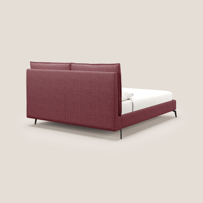 Cloe letto imbottito con piedi in metallo sfoderabile in tessuto fiammato impermeabile T06 rosso 