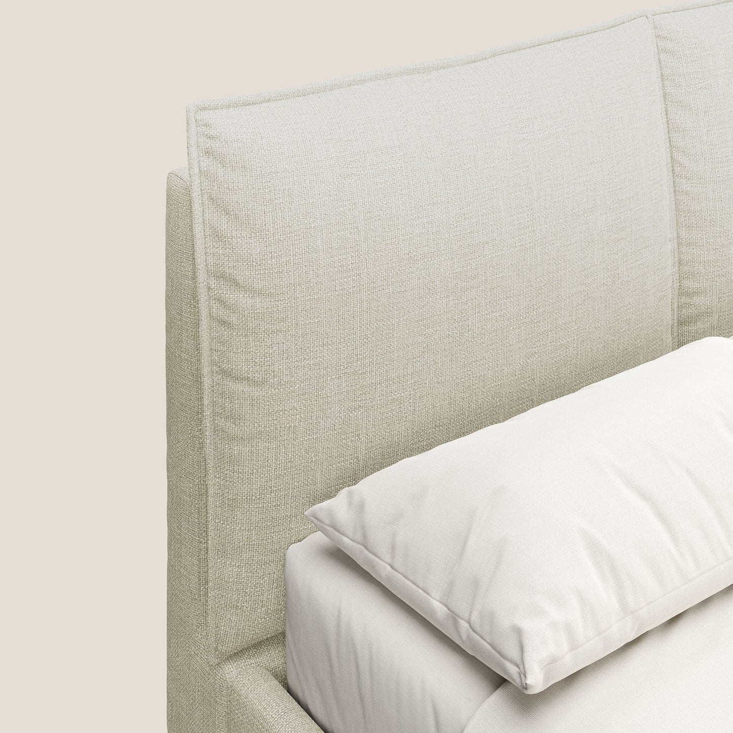 Cloe letto imbottito con piedi in metallo sfoderabile in tessuto fiammato impermeabile T06 panna 