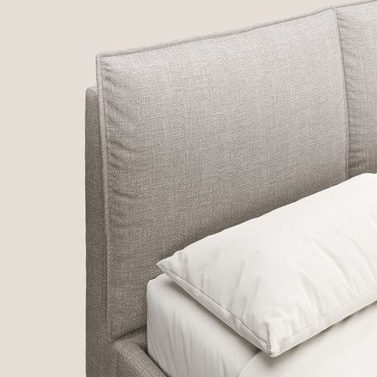 Cloe letto imbottito con piedi in metallo sfoderabile in tessuto fiammato impermeabile T06 tortora 