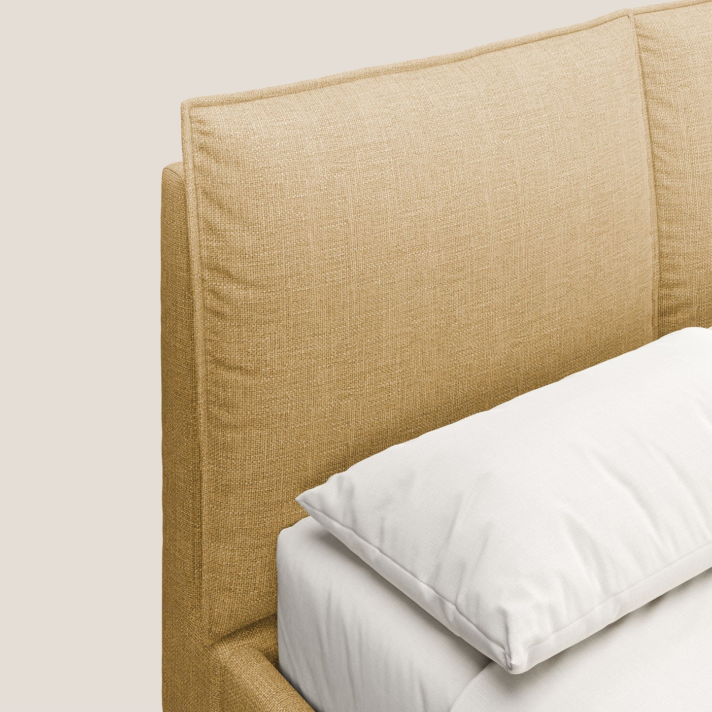 Cloe letto imbottito con piedi in metallo sfoderabile in tessuto fiammato impermeabile T06 giallo 