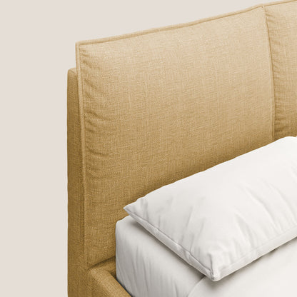 Cloe letto imbottito con piedi in metallo sfoderabile in tessuto fiammato impermeabile T06 giallo 
